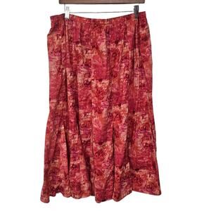 Womens Cotton Fairy Watercolor Midi Skirt Size XL Boho Festival Circle Tie Dye